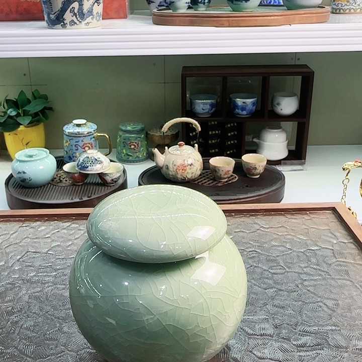 青花瓷器茶具套装旅行茶具茶叶罐玻璃杯