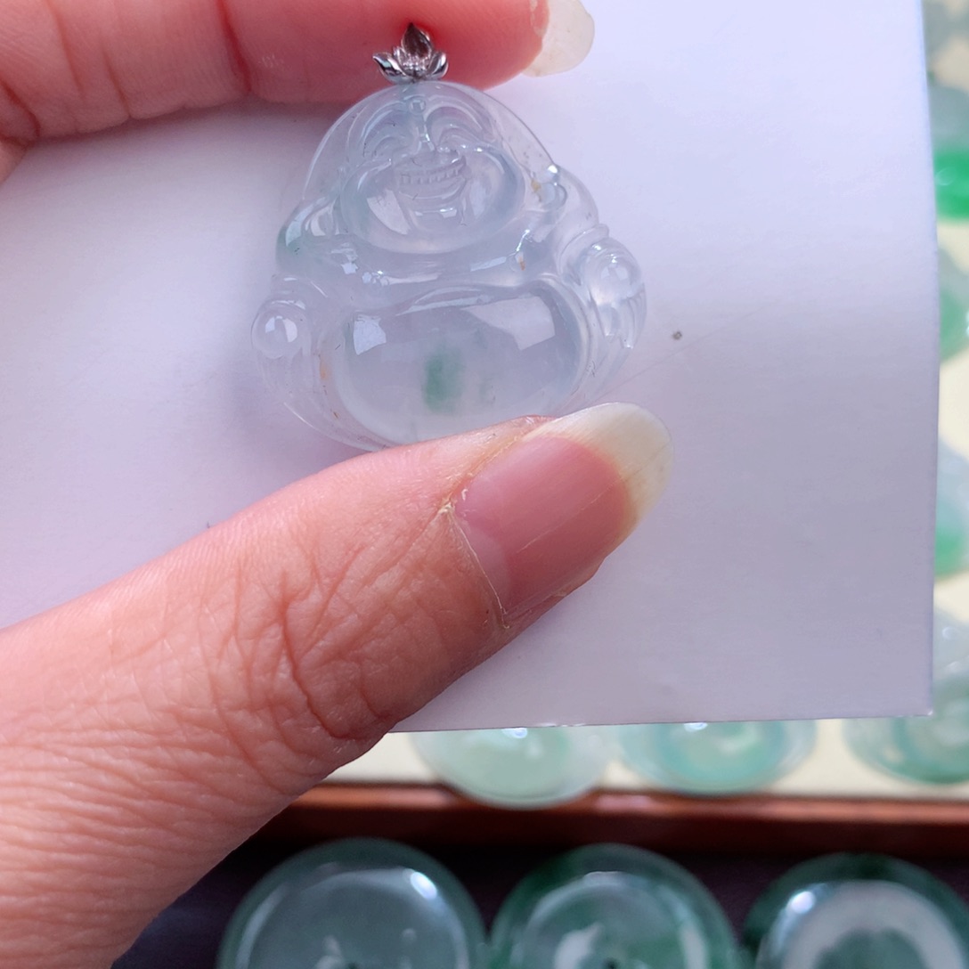 翡翠吊坠(不含链)18K金镶嵌