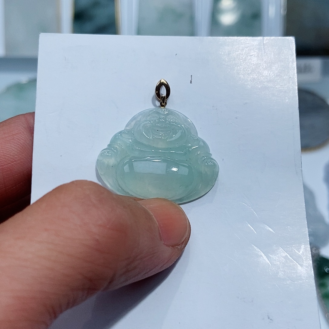 翡翠吊坠(不含链)18K金镶嵌