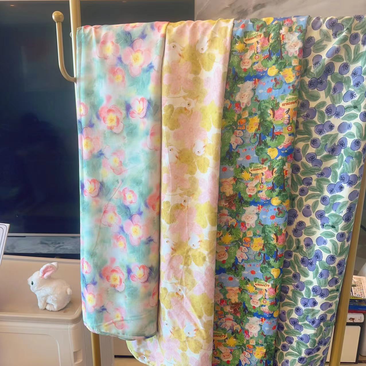 AB玲棉绸夏凉被人造棉薄被子棉绸儿童盖毯 （无芯）