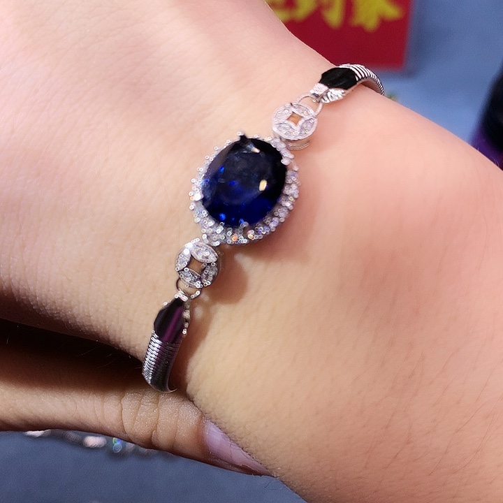 蓝宝石手链银S925镶嵌