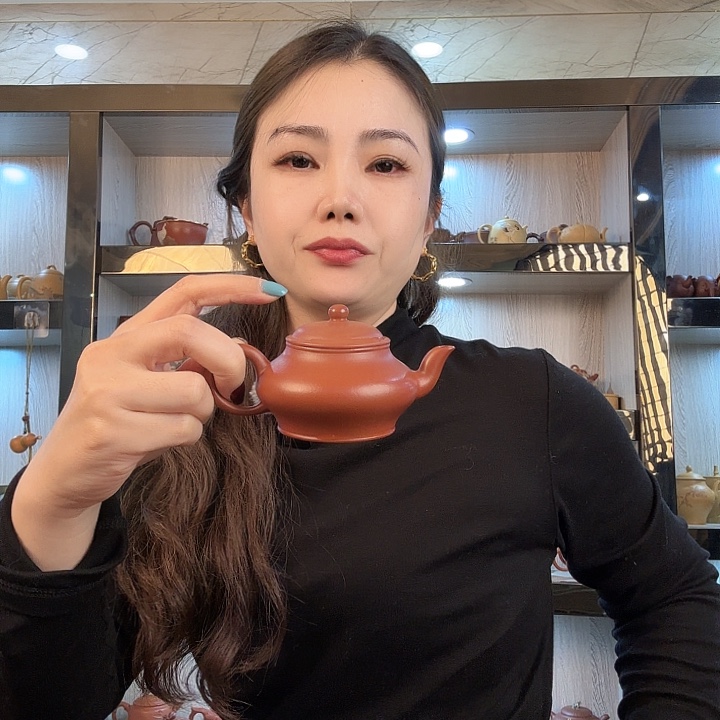朱泥茶壶連朱泥  景舟虚扁120cc