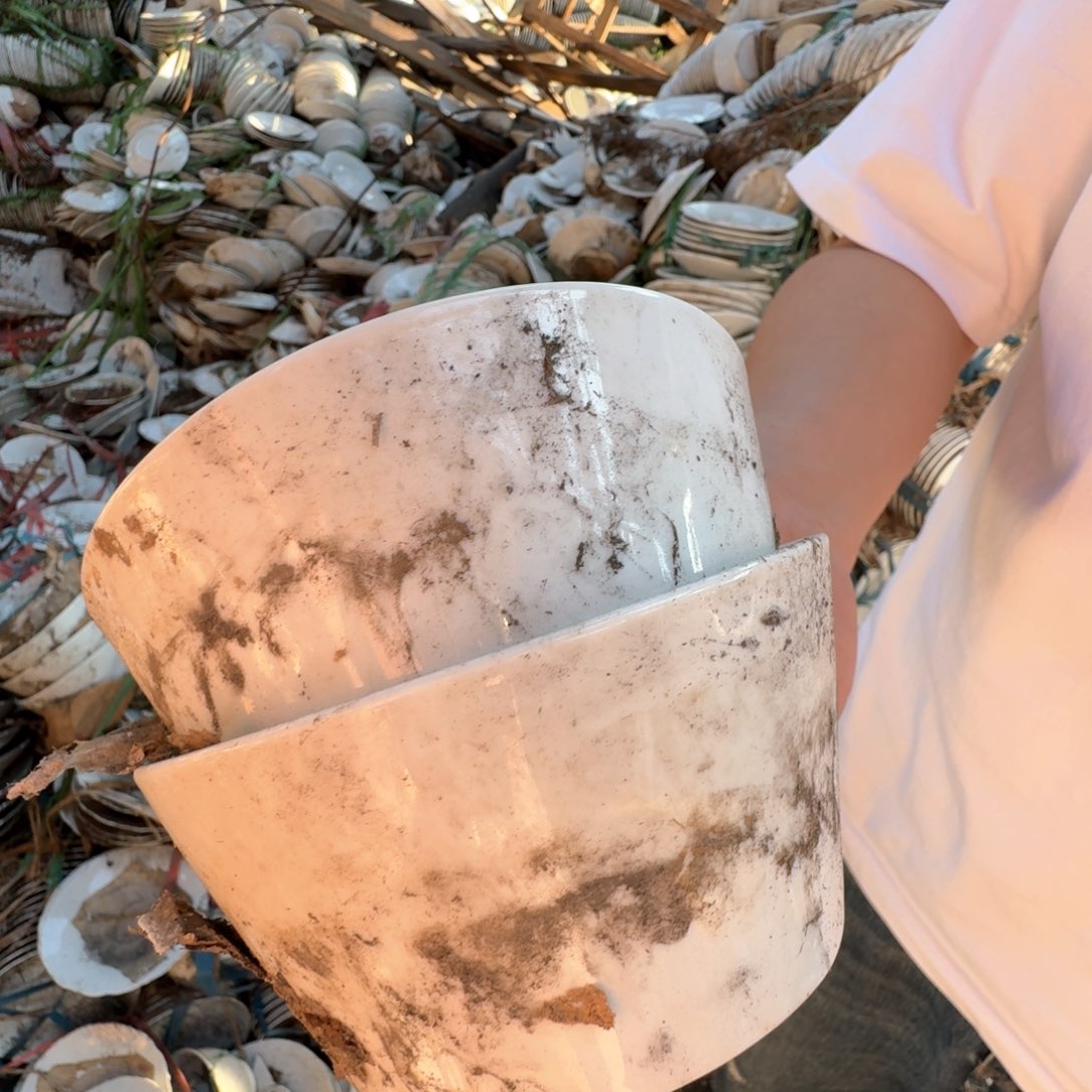 瓷片景德镇高温陶瓷马蹄面碗2个