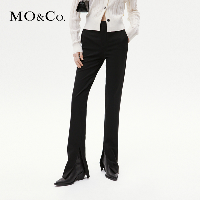 【赵老板专属】MOCO冬高腰开叉直筒及地长裤休闲裤MBC4PAT006