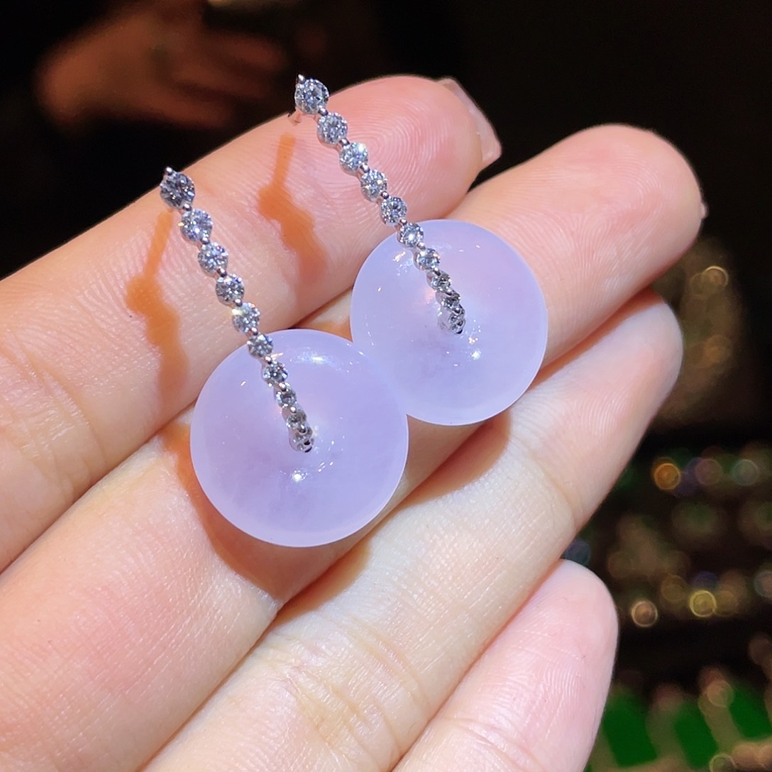 翡翠耳饰18K金镶嵌耳饰