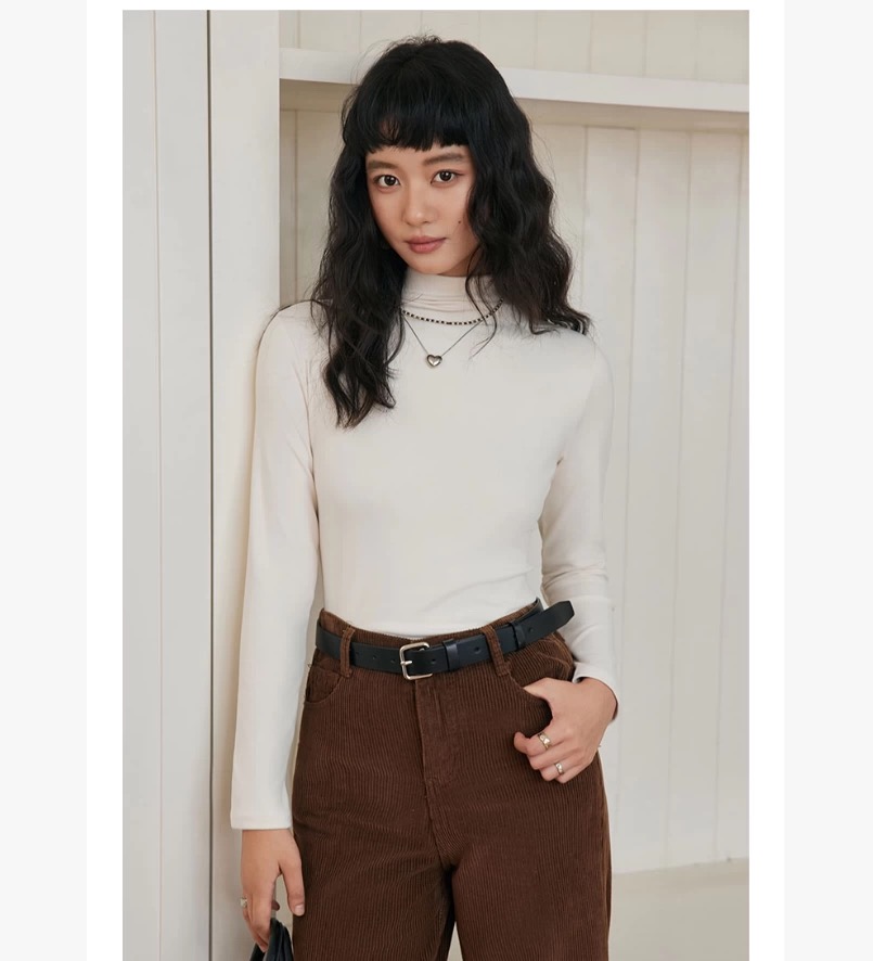 可机洗糯米绒半高领打底衫