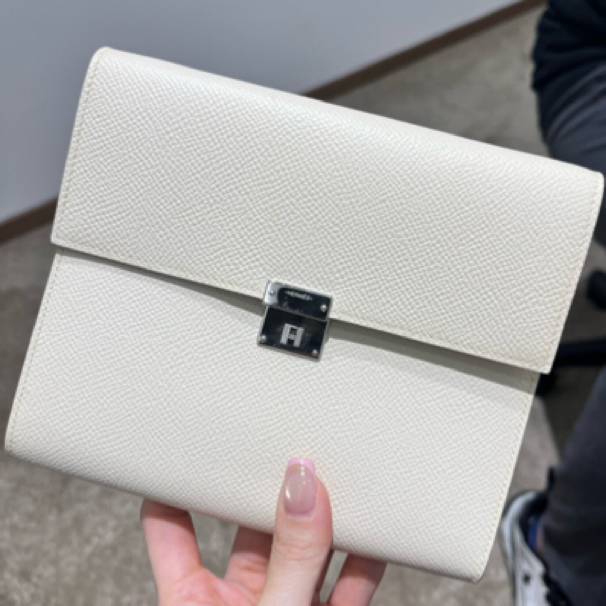 99新 Hermes/爱马仕 奶油白银扣clic16 U刻单肩斜挎包