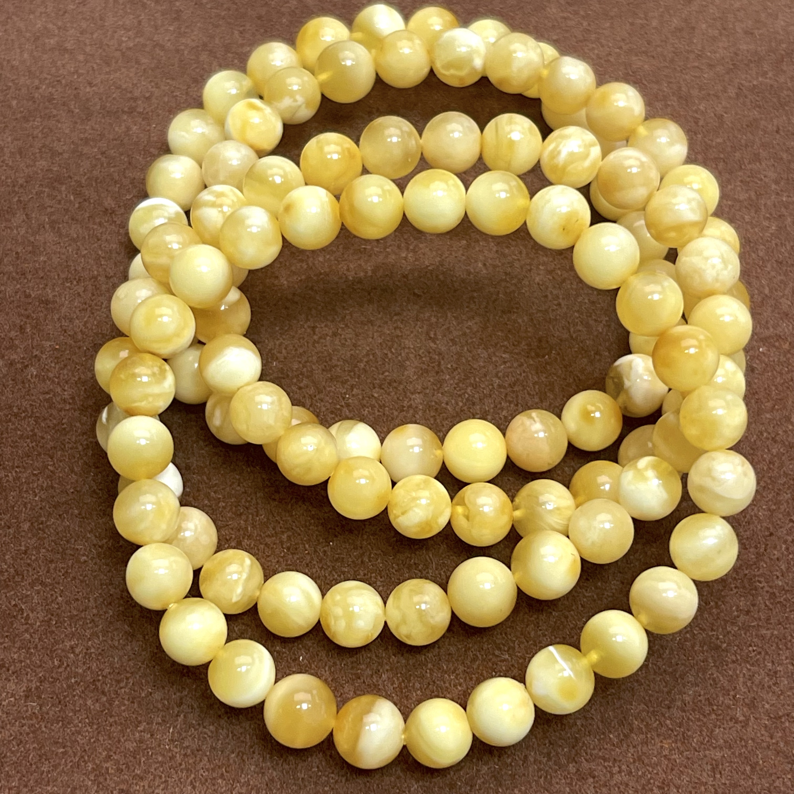 （心选珠宝） 琥珀蜜蜡金白手串 （个别有花粉，有坑）（多样性发其一）
