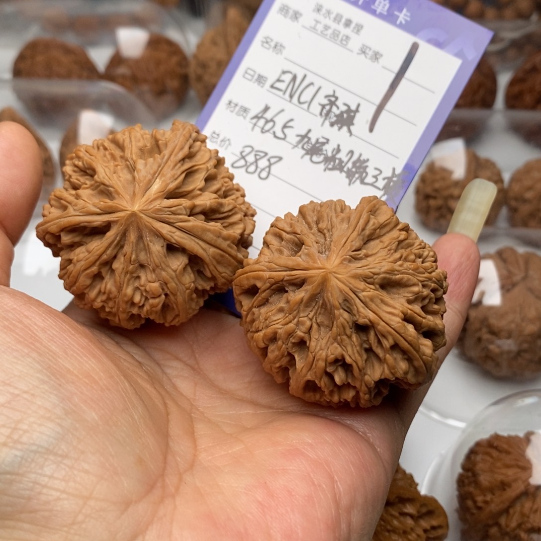 E***琪把件文玩核桃九尾粗筋三棱