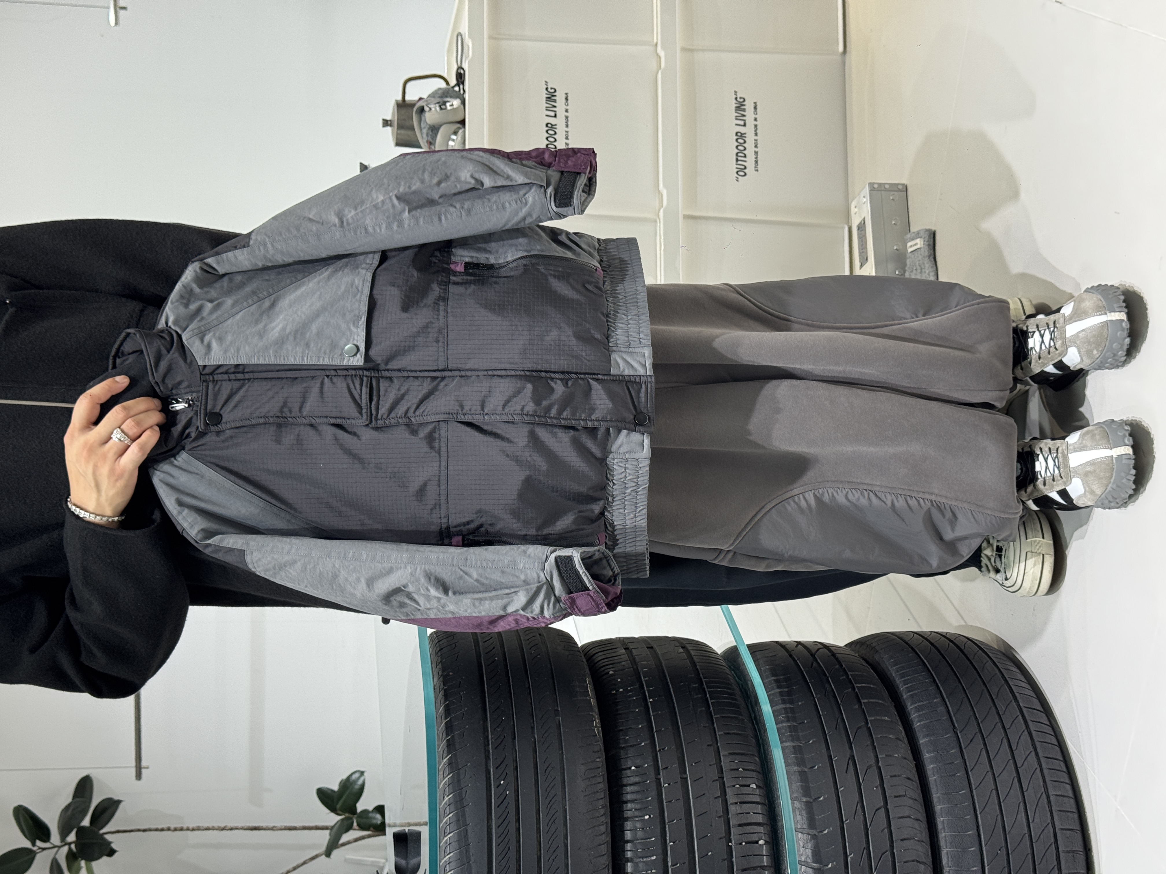 南梦自制-2025冬【拼色紫】男女童秋季时尚宽松休闲百搭棉服外套