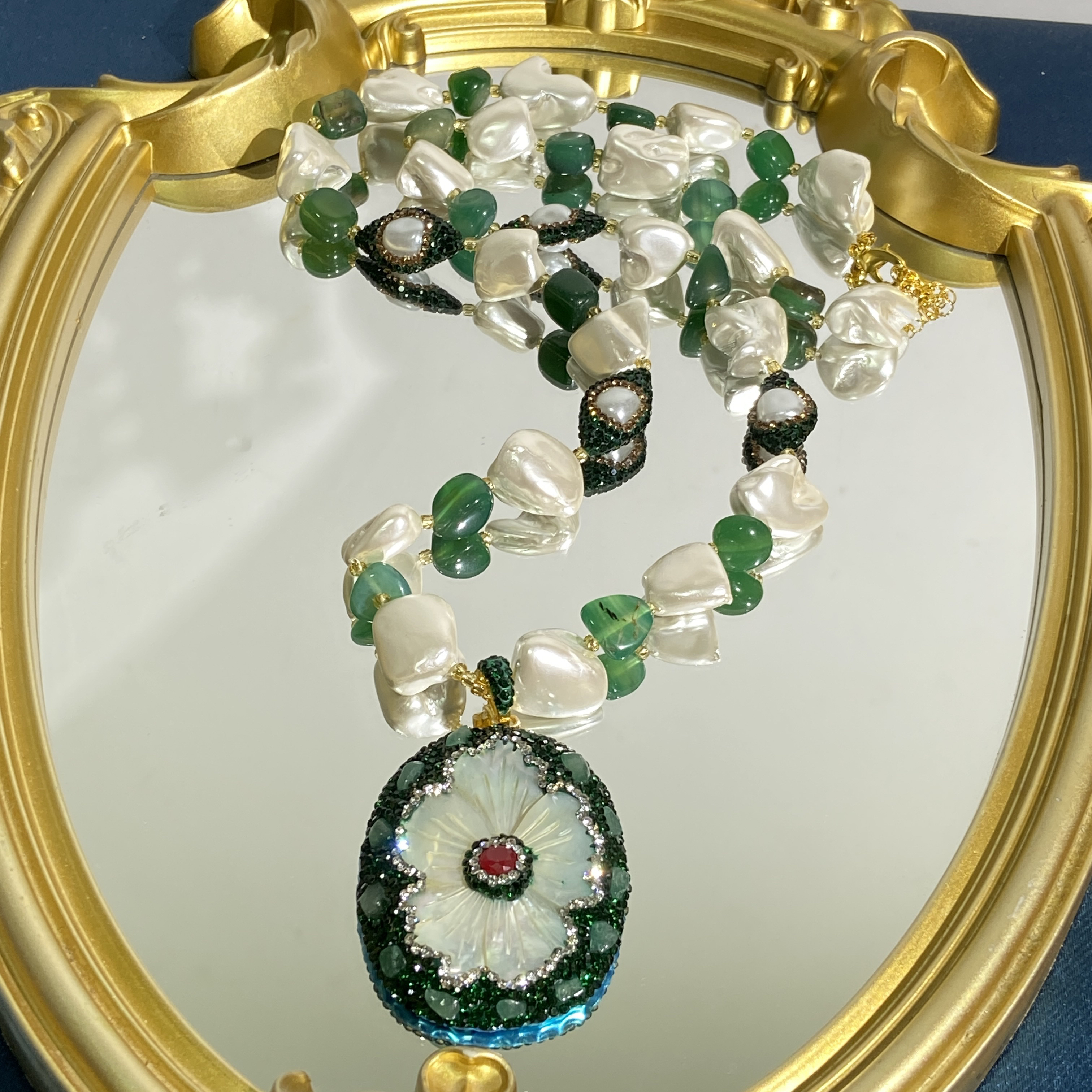 铜合金合成锆石项链 TTSD 白色设计师款花朵奢华长毛衣链 1152