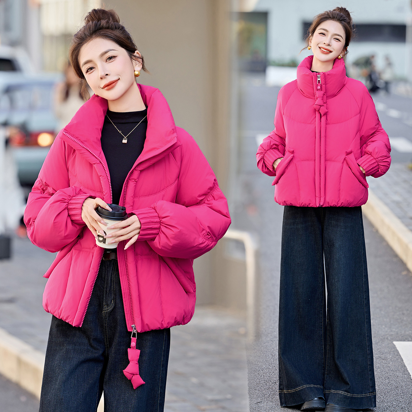 羽绒服女款2025冬季新款韩版时尚小个子短款白鸭绒保暖外套女冬款