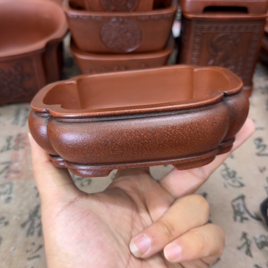 紫砂花盆12.5x9.5x3.5内经紫砂花盆
