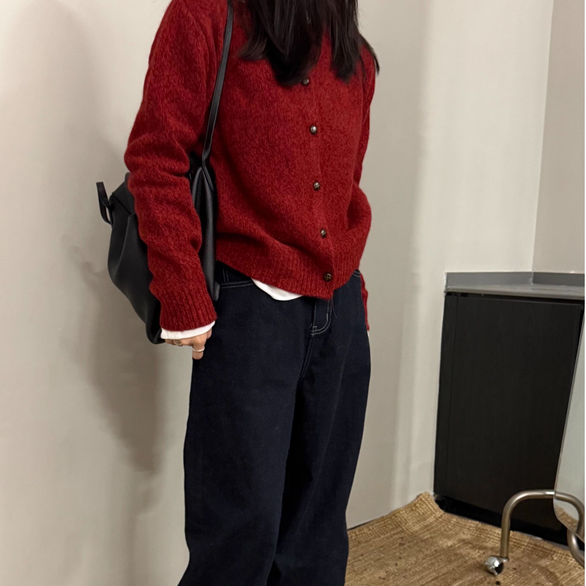 【酒红色气质】长袖百搭法式针织衫秋冬开衫女外套宽松