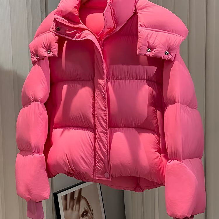 【半生繁花】新款升级版韩版泡芙时尚百搭女款短款连帽脱卸鹅绒服19