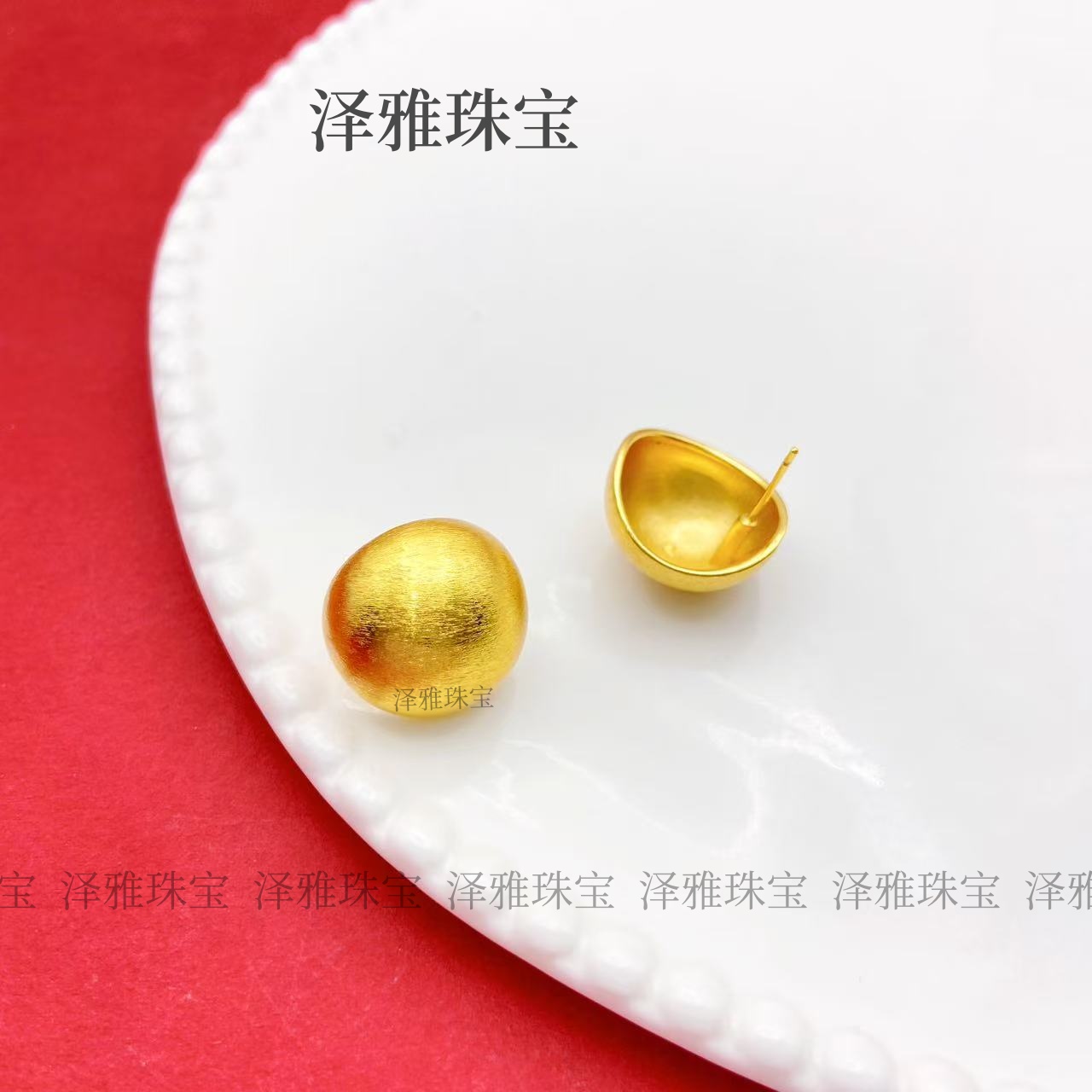 铜合金耳饰 【精品】复古拉丝磨砂圆球耳钉