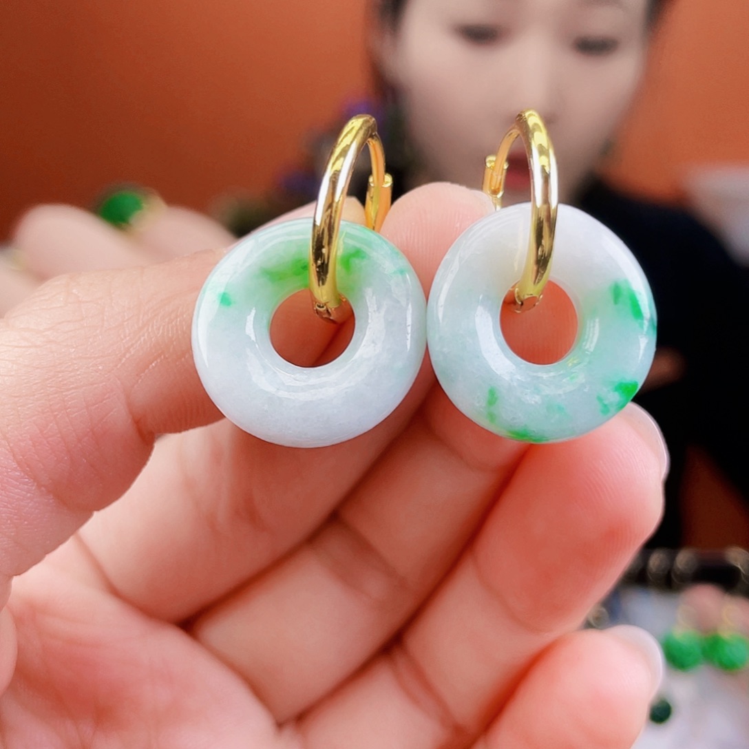 翡翠未镶嵌耳饰饰品