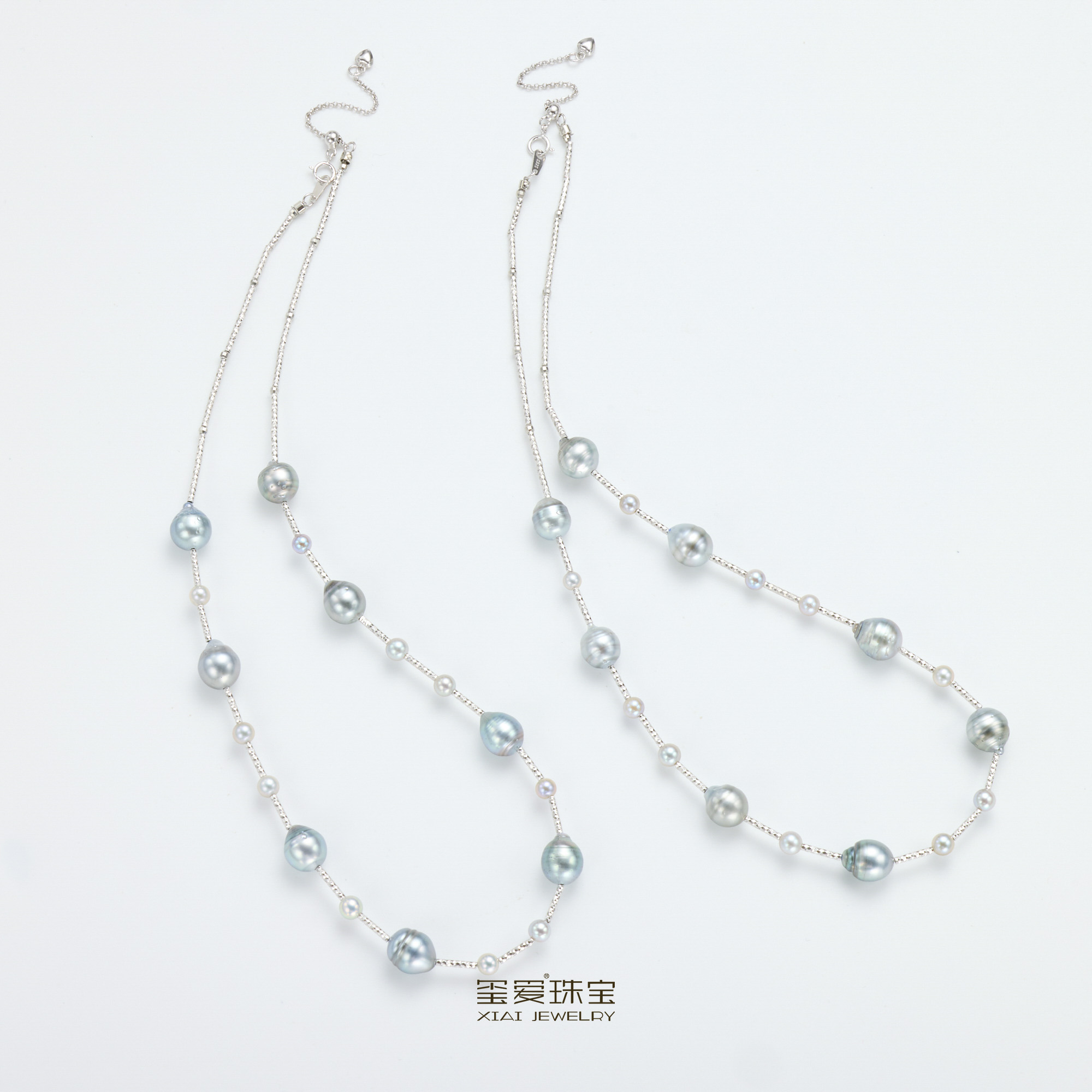 【玺爱门门】MM-14107 海水珍珠大溪地铂金灰项链（多样性发一）8-9mm