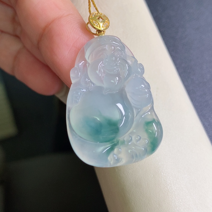 【闪购商品】翡翠颈饰18K金镶嵌财神