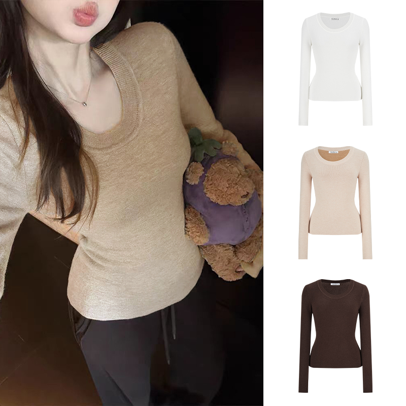 Moses Queen/魔西女王加厚保暖一体绒针织衫秋冬显瘦长袖打底上衣