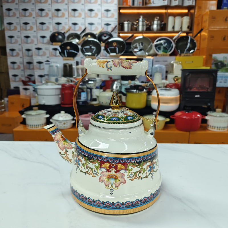 加厚大容量珐琅满花搪瓷水壶奶茶壶茶壶凉水壶