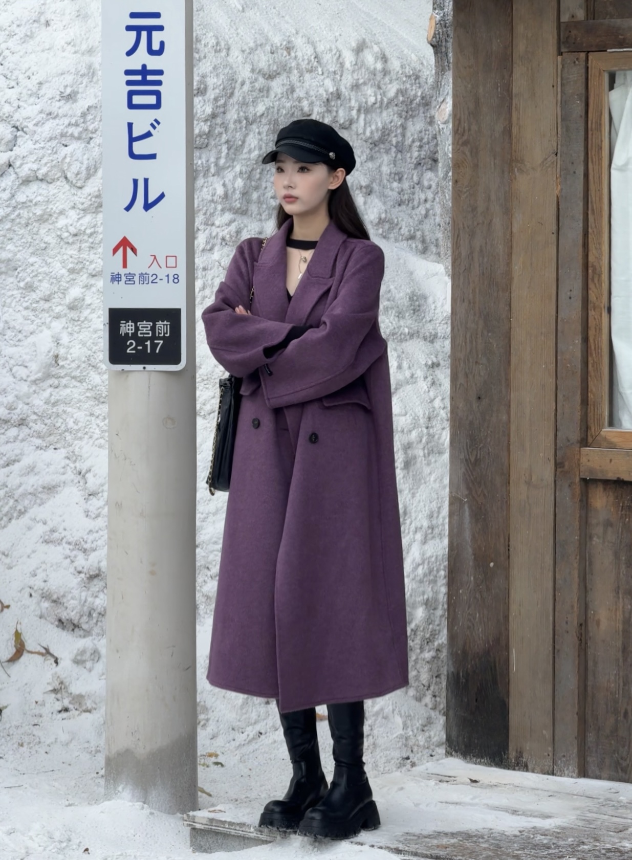 【可可.伊芬】韩板正肩袖无垫肩巨显瘦加厚高奢面料超长大衣25060