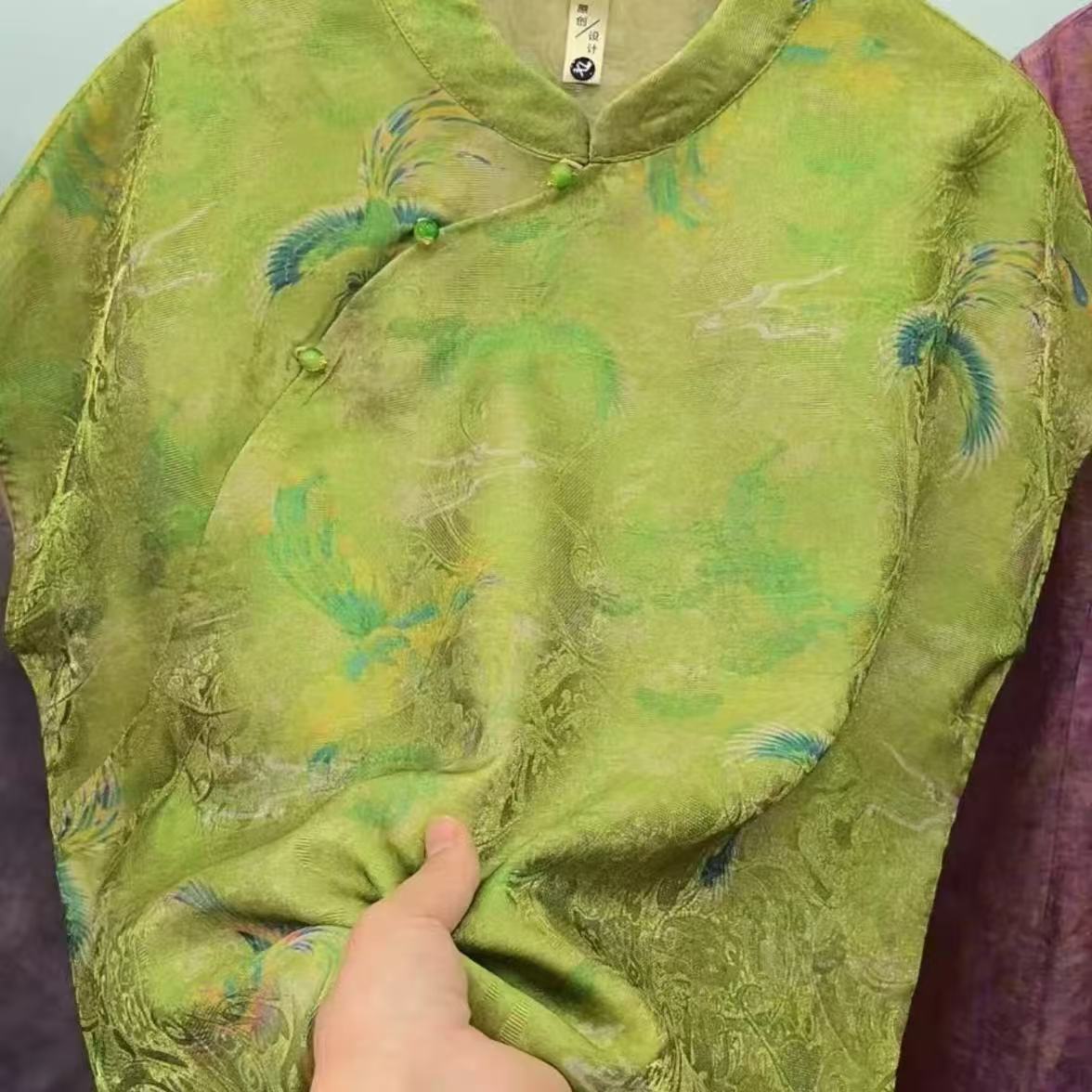 （凤凰于飞）国风新中式斜襟款时尚夏季气质短袖上衣