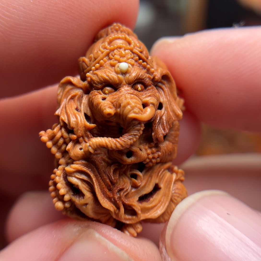 桃核圆雕象神精品
