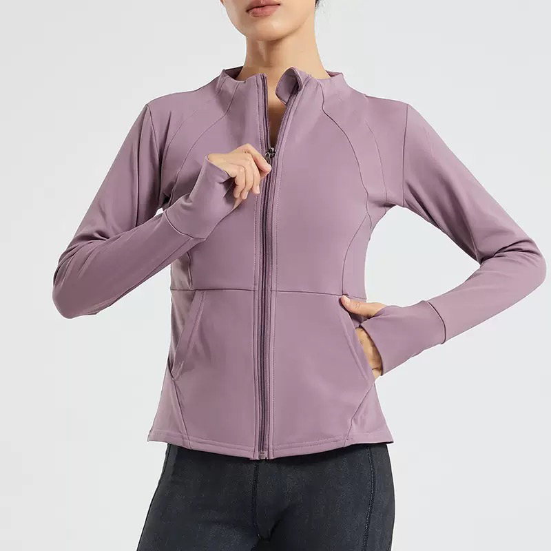 大码秋冬加绒瑜伽上衣女速干修身跑步健身服拉链运动外套显瘦长袖