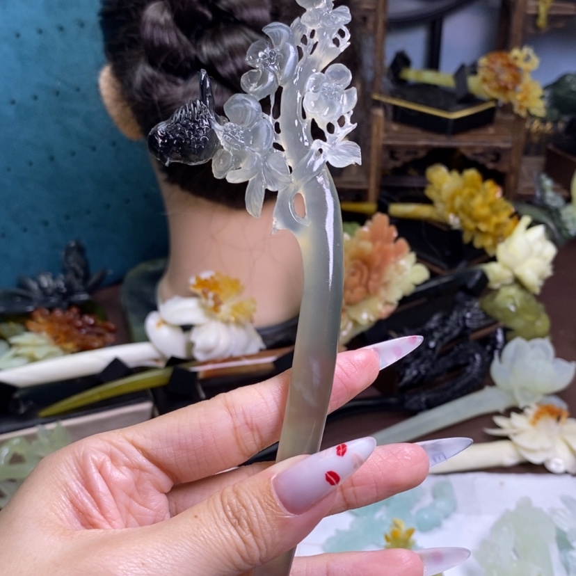 【闪购商品】岫玉未镶嵌发饰君*子