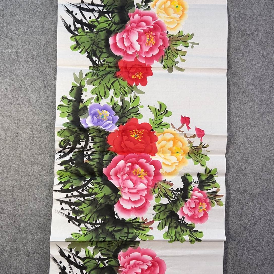 国画204 牡丹之花之叶的颜色与花色