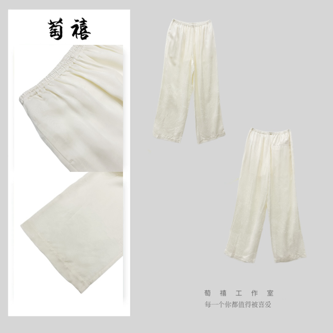 【萄禧-米白柔韵】春季早春新款百搭休闲直筒裤HZ52219