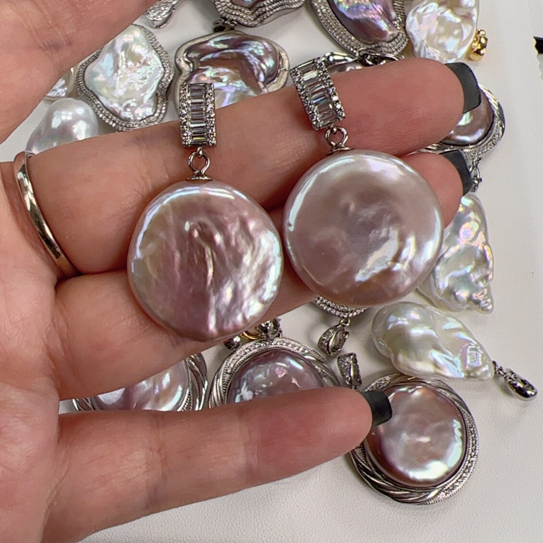 银S925镶嵌吊坠(不含链)淡水珍珠