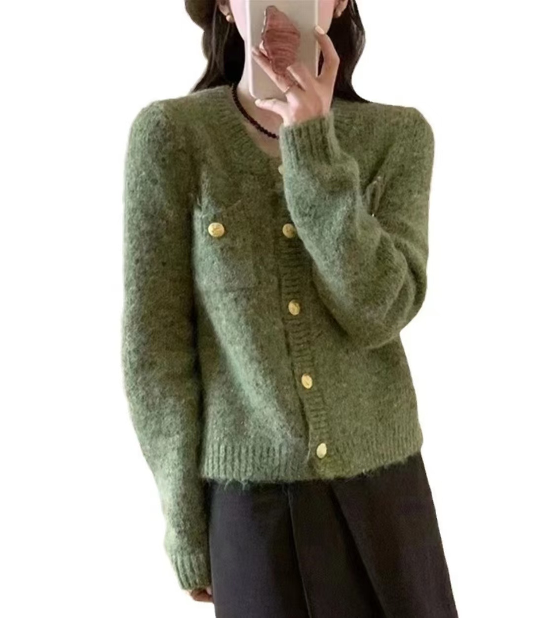 三木森秋冬气质宽松纯色圆领重工新款时尚百搭针织衫(001-100)