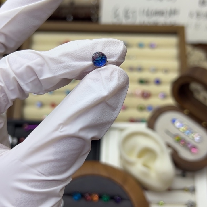 琉璃纯铜合金两颗耳钉