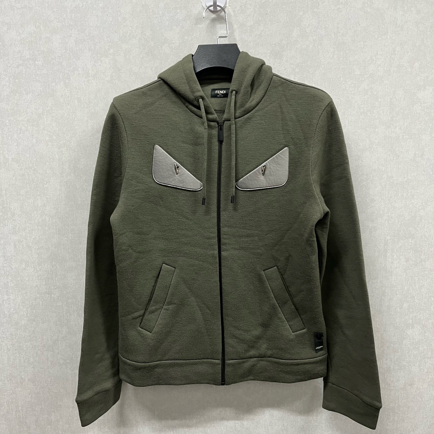 95新 FENDI/芬迪 Fendi 芬迪 绿色小怪兽拉链帽衫外套 46码