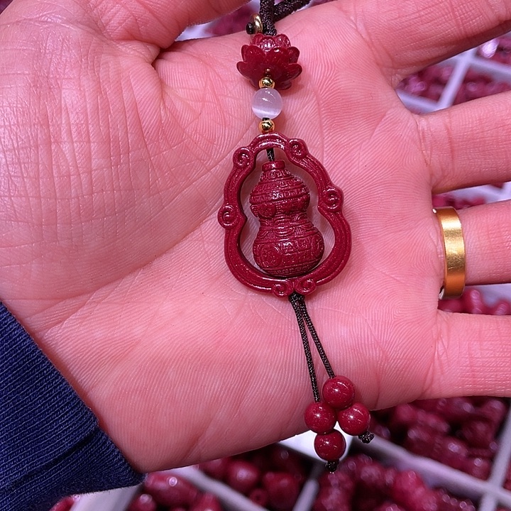 天然辰砂²****紫金砂葫芦钥匙扣