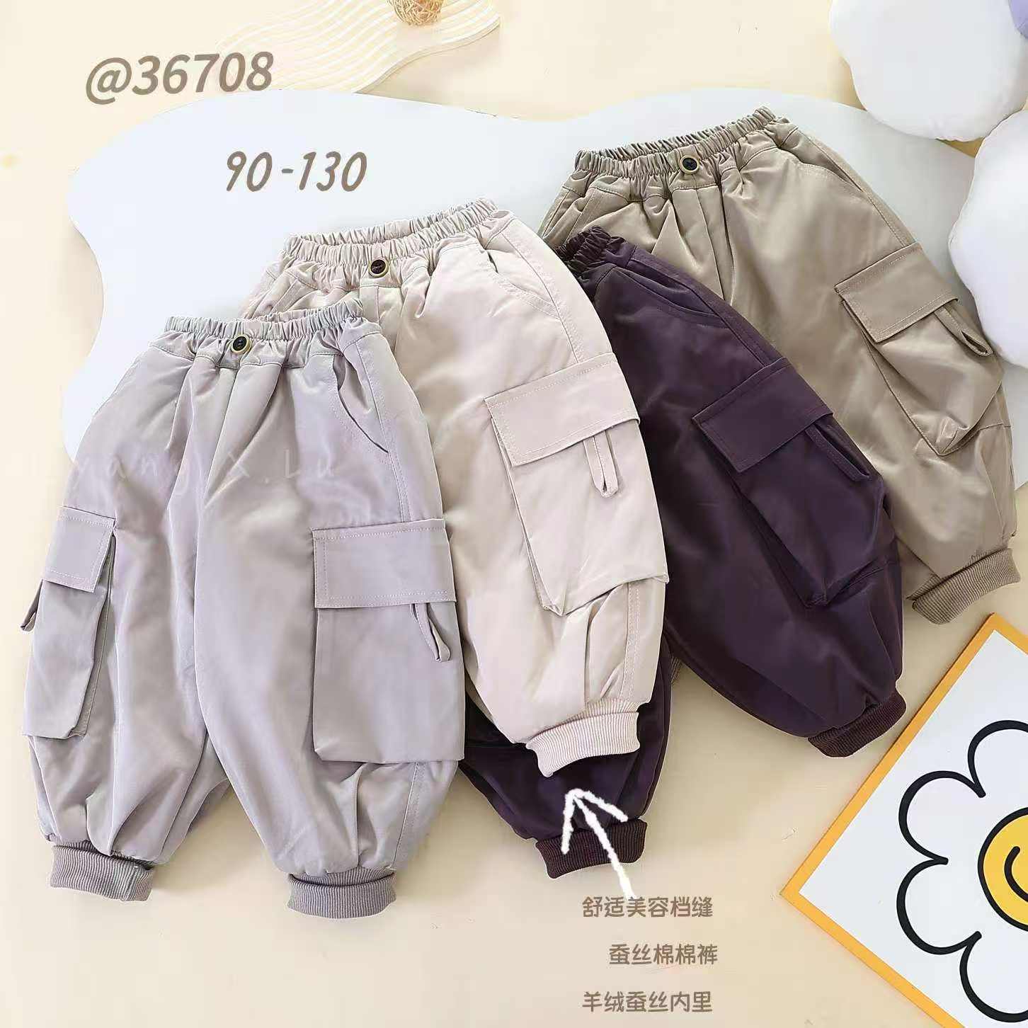 新款工装口袋儿童休闲棉裤36708