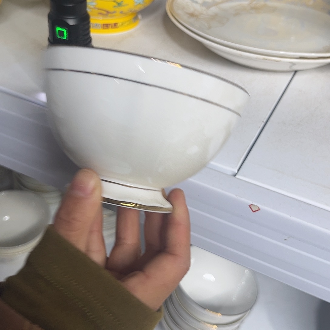 瓷片秒金碗4.5寸六个哇塞