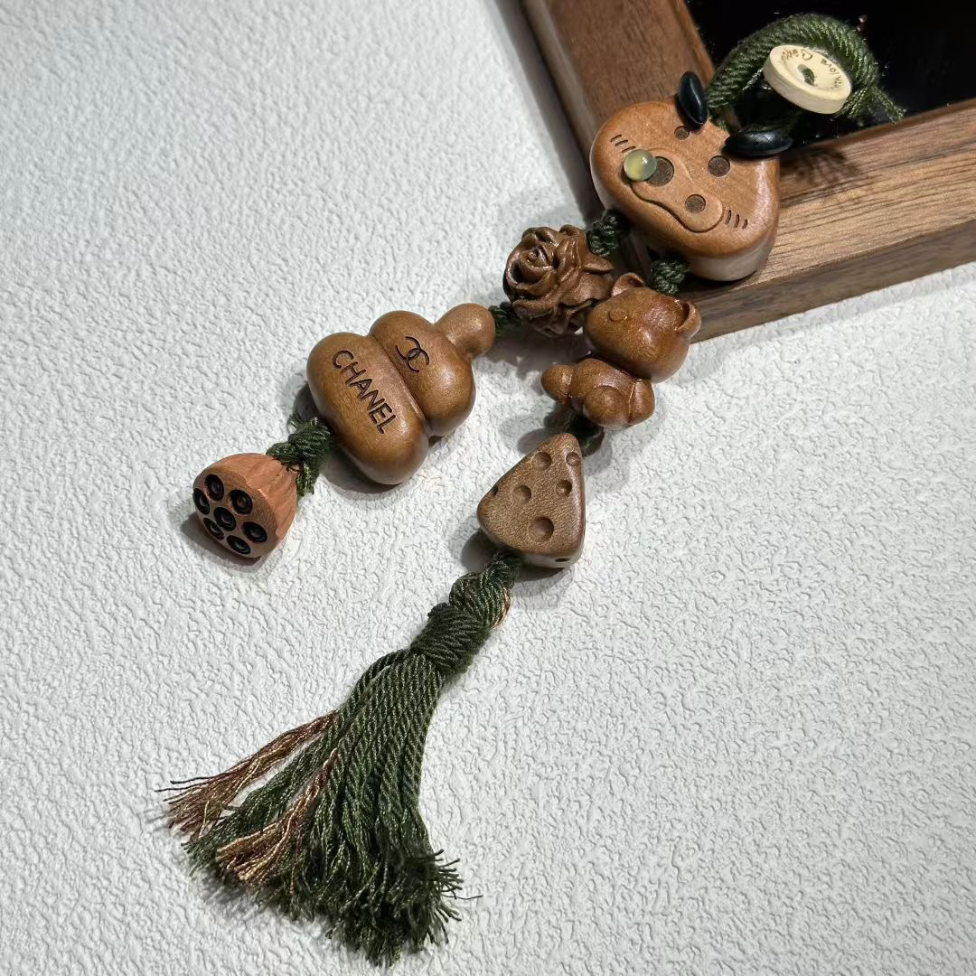 苹果木多宝手持挂件猪头无脸熊奶酪莲蓬葫芦玫瑰花diy挂件挂饰