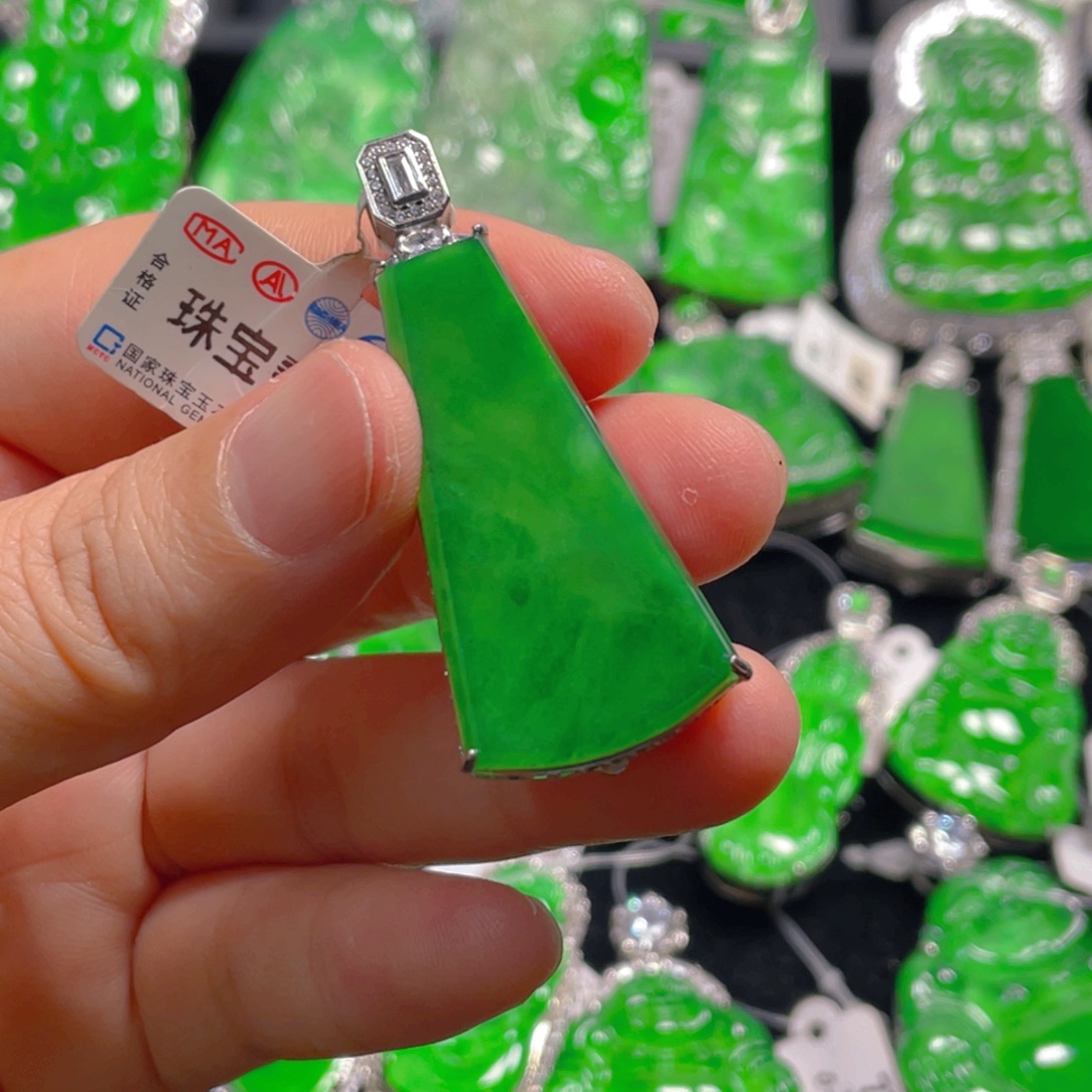 吊坠(不含链)银S925镶嵌翡翠