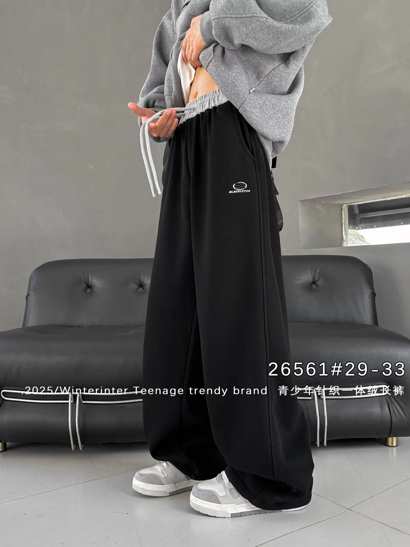 【26561】童装青少年潮牌运动裤加绒加厚