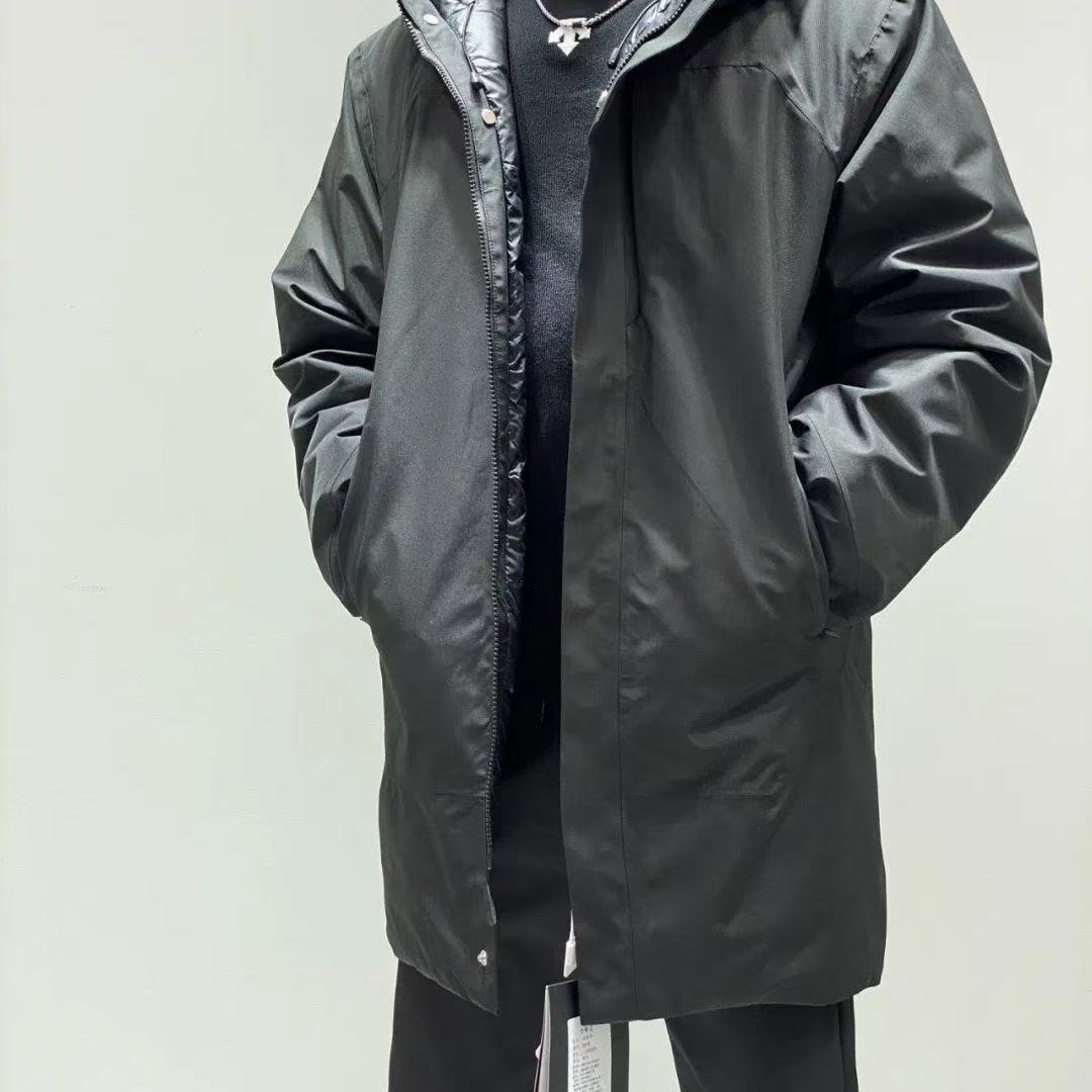 新款男士商务v系中长款外套