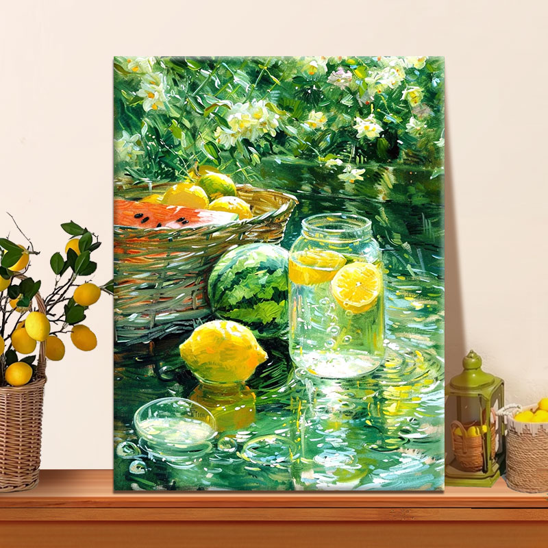 小镇的夏天 diy数字油画2025新款丙烯画手工填充填色治愈系丙烯画