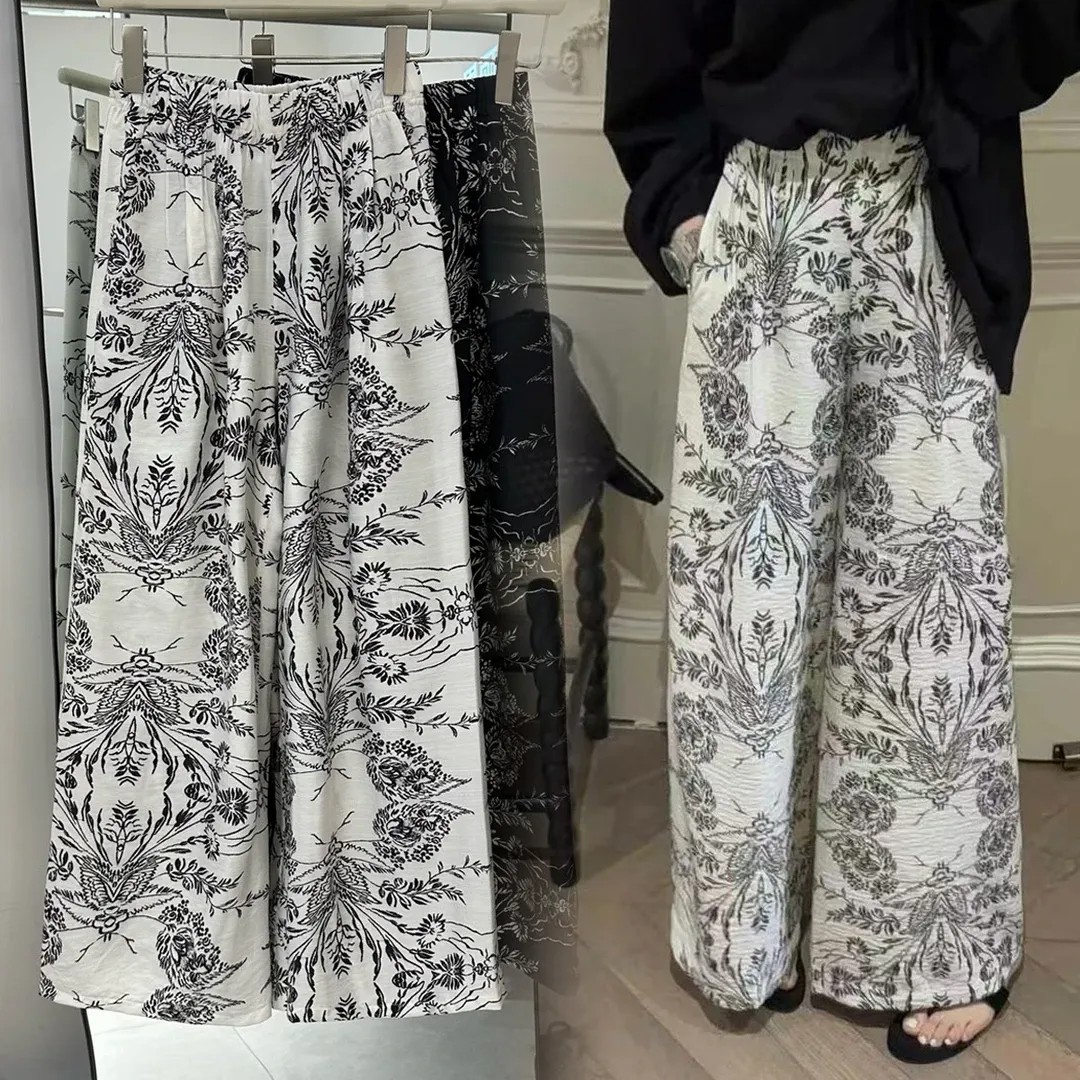 阔腿裤民族风夏季复古休闲裤白色0848