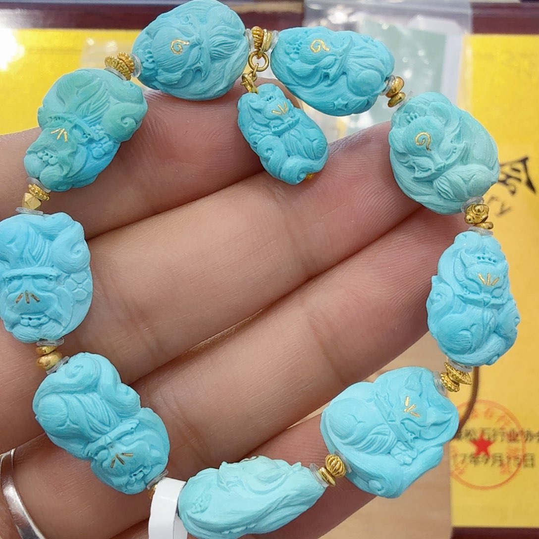 绿松石18K金镶嵌珠宝奇石