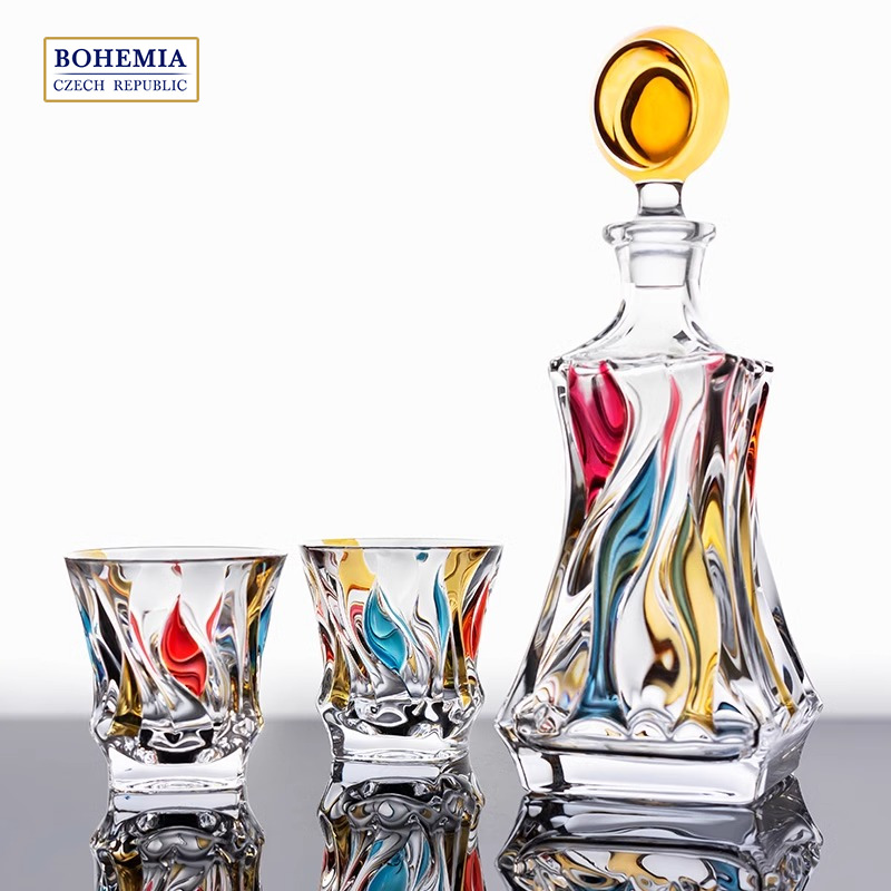 BOHEMIA欧式水晶玻璃捷克进口手工绘彩威士忌酒樽烈酒醒酒具家用
