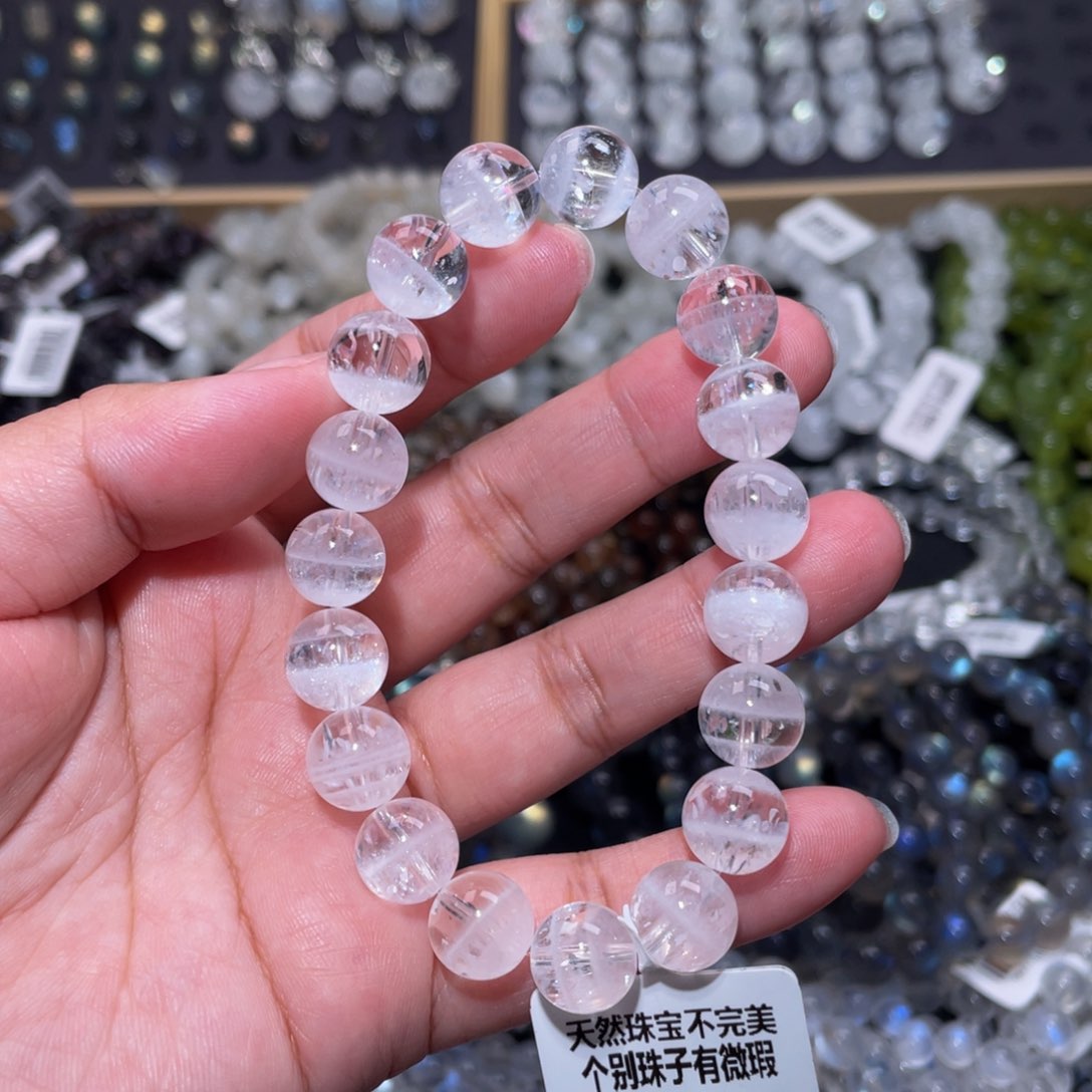 水晶手链未镶嵌彩虹白幽灵手链10.5mm+