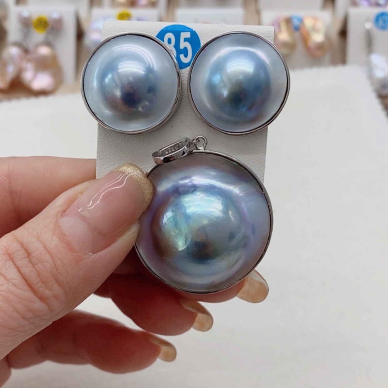 【闪购商品】银S925镶嵌淡水珍珠耳饰清**羊