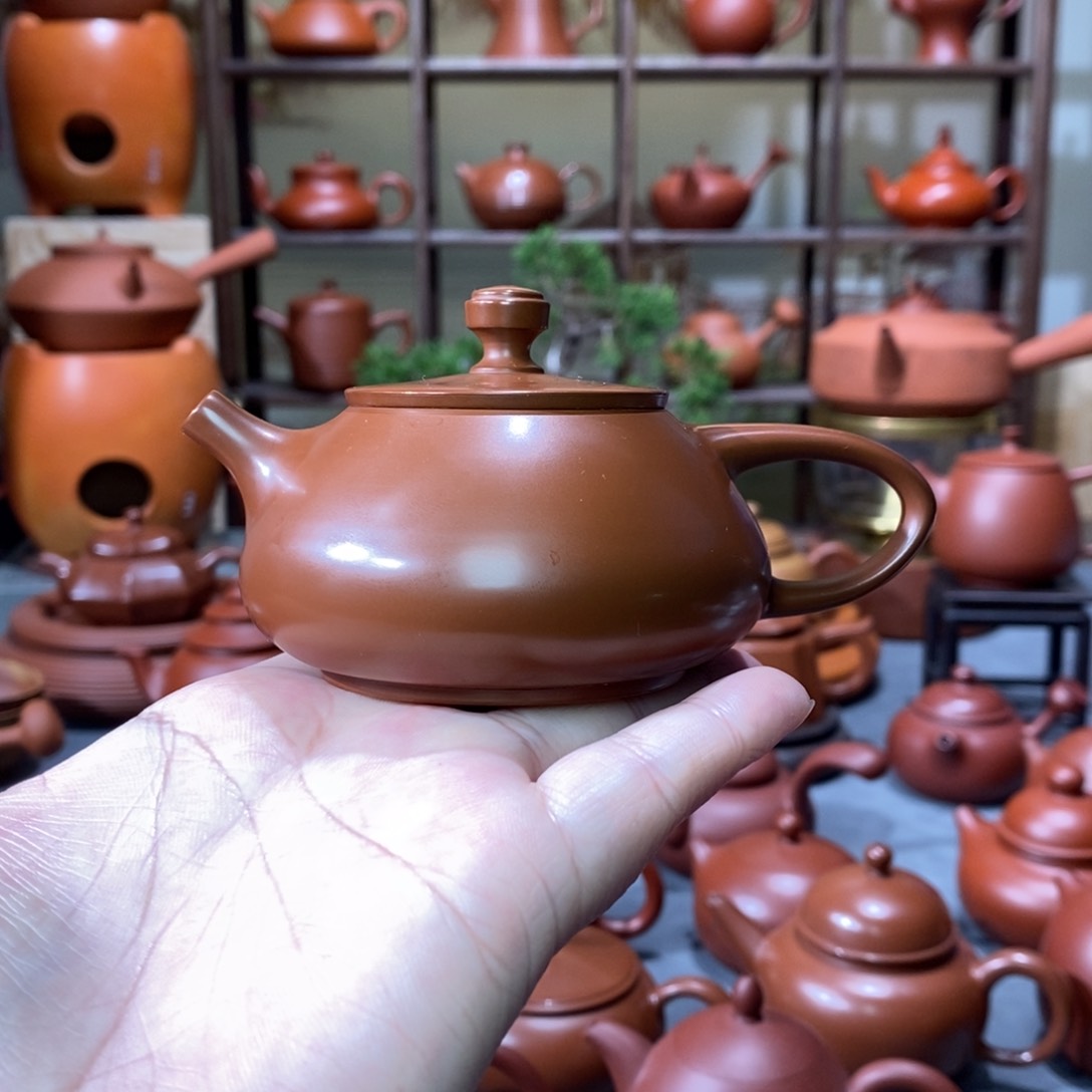 紫砂茶壶吴翰石矿朱泥石瓢壶110cc